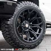 CHEVROLET 1500 SILVERADO 4PLAY WHEELS RIMS 4P83 22X12 35X12.5X22 FURY TIRES 6 INCH ROUGH COUNTRY LIFT BY KRIETZ CUSTOMS