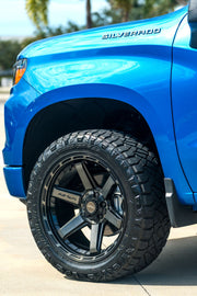 CHEVROLET SILVERADO 4PLAY WHEELS 4P63 22X10 285X50X22 NITTO TIRE 2.5 INCH LEVELING KIT SUSPENSION