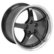 OE Wheels CV05 18x9.5 / 18x10.5 5x120.65 Gloss Black Machined Lip Staggered Wheel SET